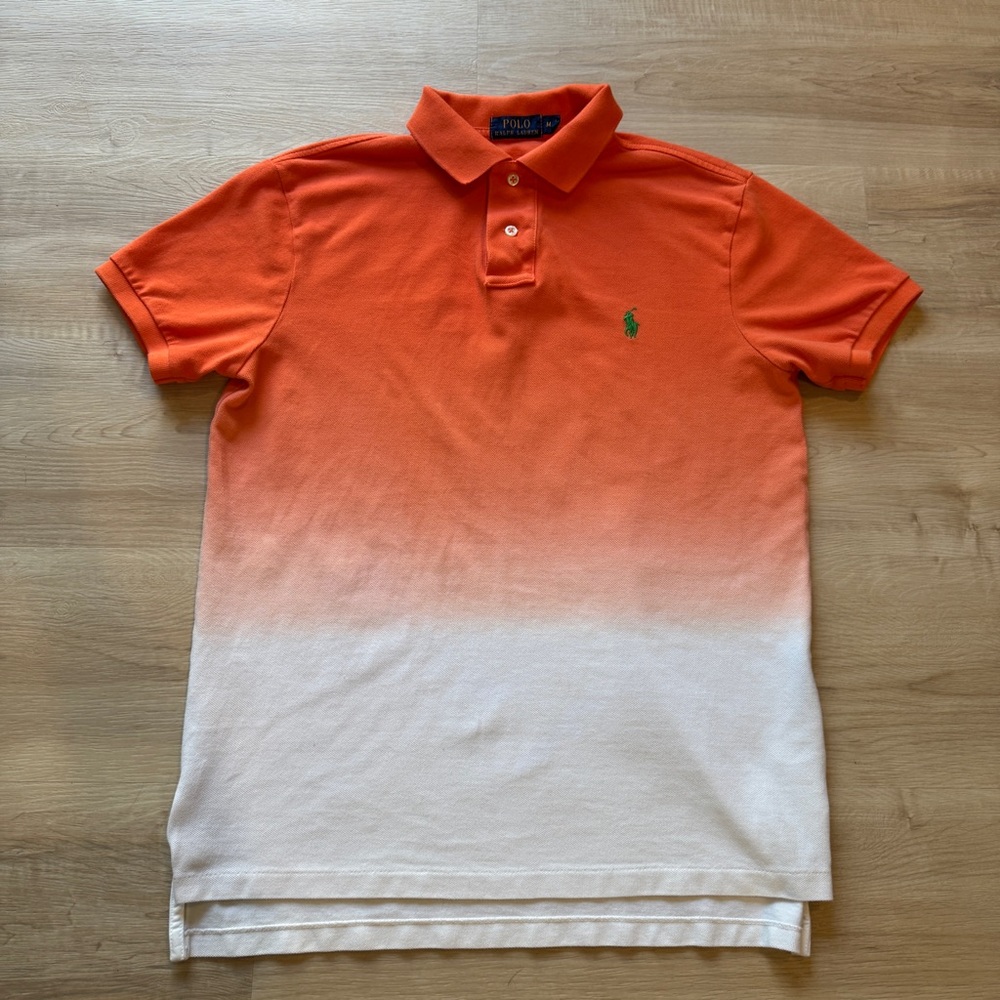 Ralph Lauren – Polo Shirt – Men’s M – Rare Ombré Gradient Orange/White